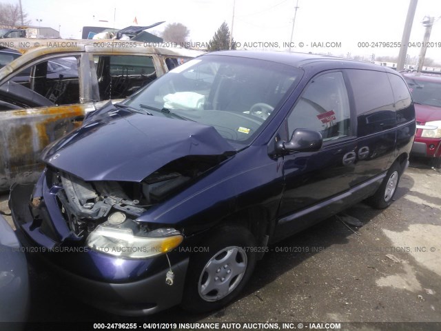 2B4GP25G9XR272488 - 1999 DODGE CARAVAN BLUE photo 2