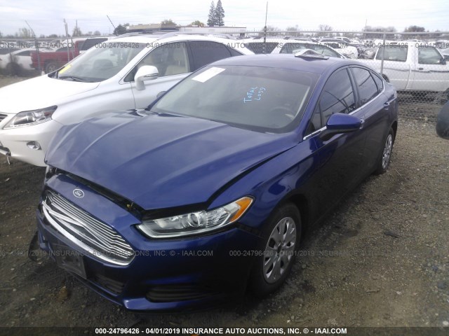 3FA6P0G75ER152295 - 2014 FORD FUSION S BLUE photo 2