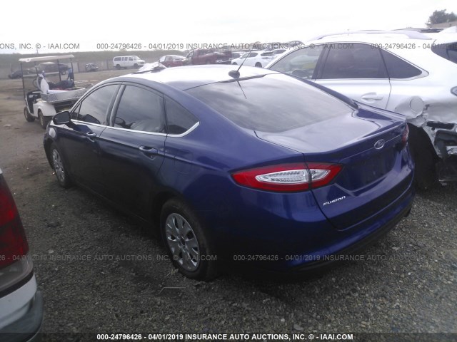 3FA6P0G75ER152295 - 2014 FORD FUSION S BLUE photo 3