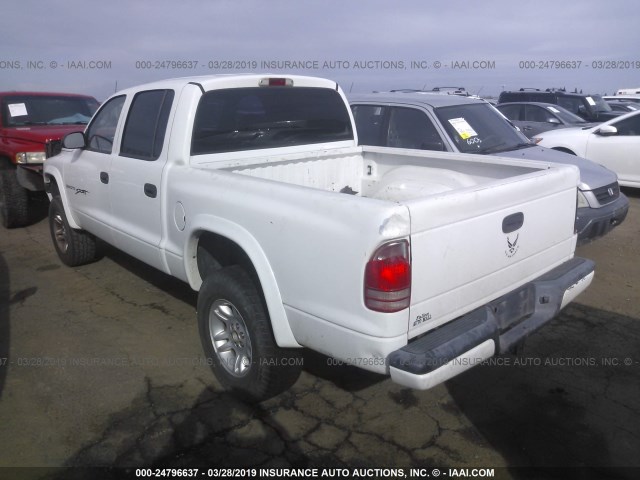 1B7HG2AN61S295440 - 2001 DODGE DAKOTA QUAD WHITE photo 3