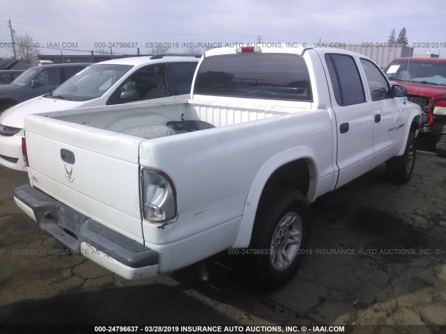 1B7HG2AN61S295440 - 2001 DODGE DAKOTA QUAD WHITE photo 4