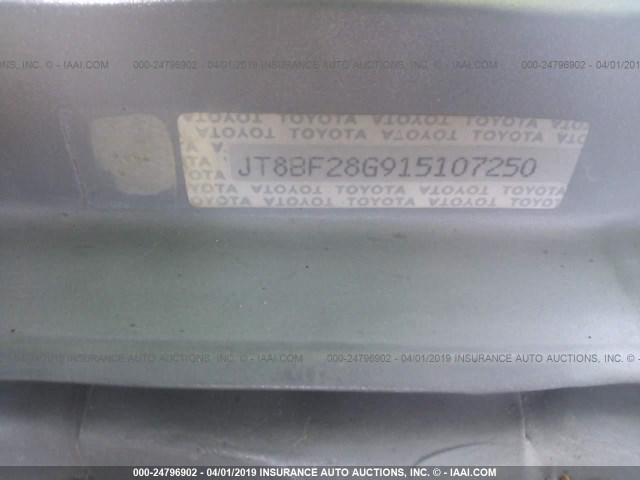 JT8BF28G915107250 - 2001 LEXUS ES 300 SILVER photo 9