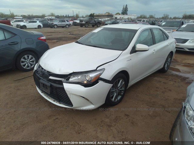 4T1BD1FK0FU142339 - 2015 TOYOTA CAMRY HYBRID/LE/XLE/SE WHITE photo 2