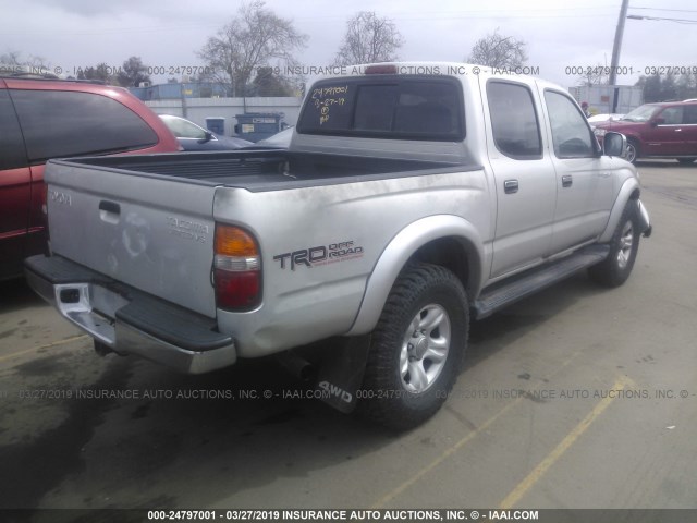 5TEHN72N72Z031612 - 2002 TOYOTA TACOMA DOUBLE CAB 银色 照片 4