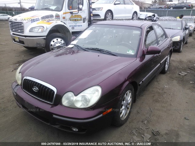 KMHWF35H53A867946 - 2003 HYUNDAI SONATA GLS/LX PURPLE photo 2