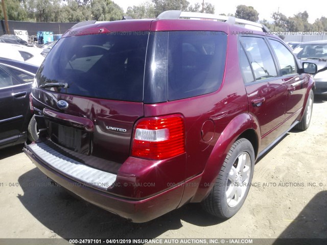 1FMDK06137GA01488 - 2007 FORD FREESTYLE LIMITED RED photo 4