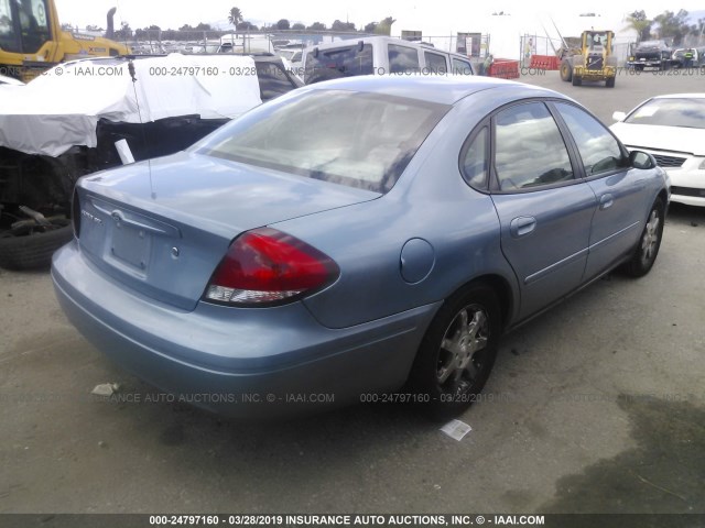 1FAFP56U97A104140 - 2007 FORD TAURUS SEL BLUE photo 4