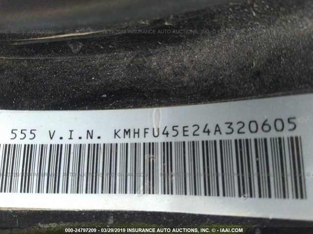 KMHFU45E24A320605 - 2004 HYUNDAI XG 350 BLACK photo 9