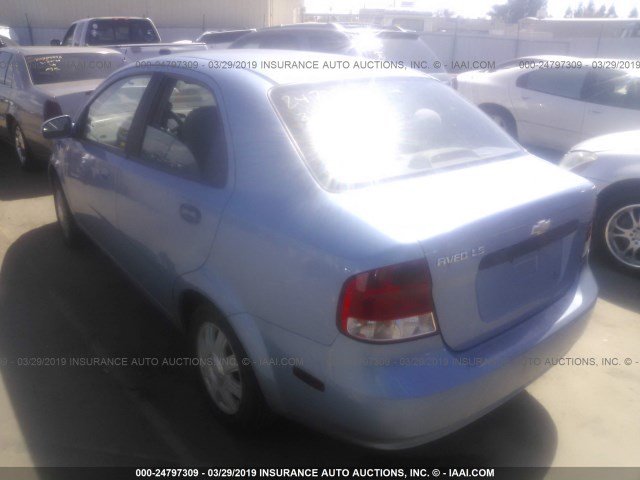 KL1TD52635B377571 - 2005 CHEVROLET AVEO LS BLUE photo 3
