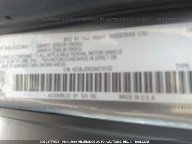 4S3BL856584219102 - 2008 SUBARU LEGACY 3.0R LIMITED SILVER photo 9