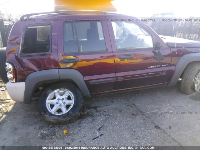 1J4GL48K83W618665 - 2003 JEEP LIBERTY SPORT/FREEDOM წითელი ფოტო 6