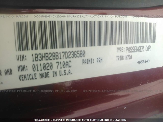 1B3HB28B17D236580 - 2007 DODGE CALIBER RED photo 9