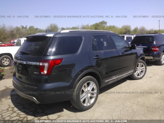 1FM5K8D88HGA65983 - 2017 FORD EXPLORER XLT BLACK photo 4