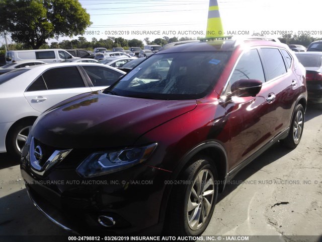 5N1AT2MT1FC751834 - 2015 NISSAN ROGUE S/SL/SV RED photo 2