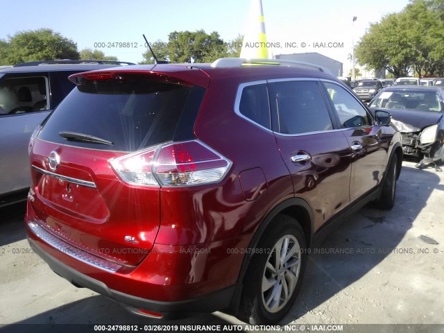 5N1AT2MT1FC751834 - 2015 NISSAN ROGUE S/SL/SV RED photo 4