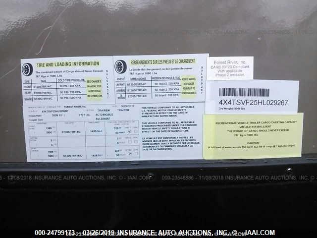 4X4TSVF25HL029267 - 2017 FOREST RIVER OTHER  米色 照片 9