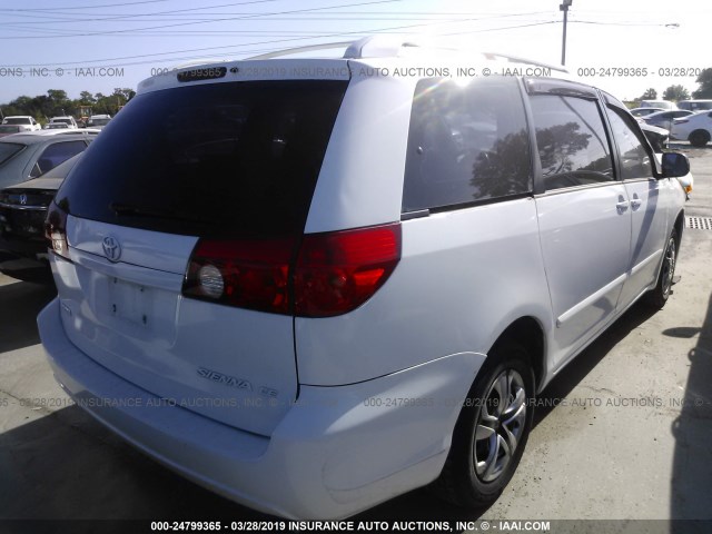 5TDZK23C28S144810 - 2008 TOYOTA SIENNA CE/LE WHITE photo 4