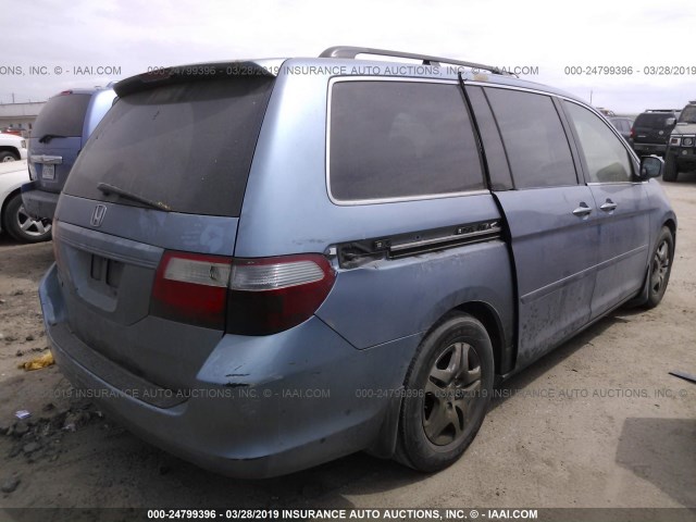 5FNRL38786B101279 - 2006 HONDA ODYSSEY EXL BLUE photo 4