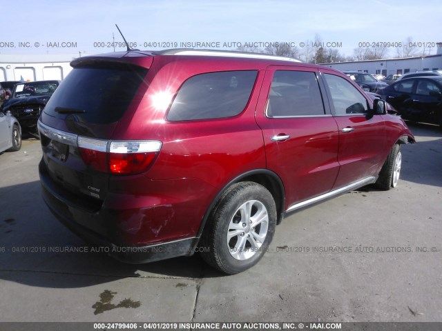 1C4RDJDG0DC664604 - 2013 DODGE DURANGO CREW RED photo 4