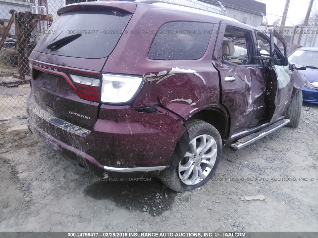 1C4RDJEG3GC354093 - 2016 DODGE DURANGO CITADEL BURGUNDY photo 4