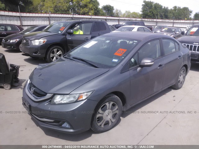 19XFB4F27DE002412 - 2013 HONDA CIVIC HYBRID GRAY photo 2