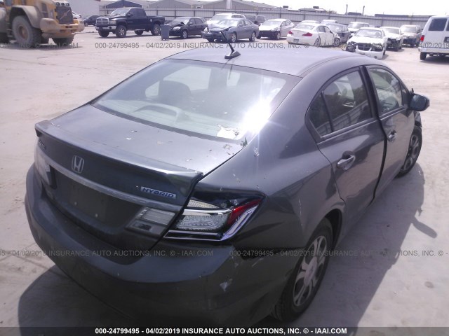 19XFB4F27DE002412 - 2013 HONDA CIVIC HYBRID GRAY photo 4