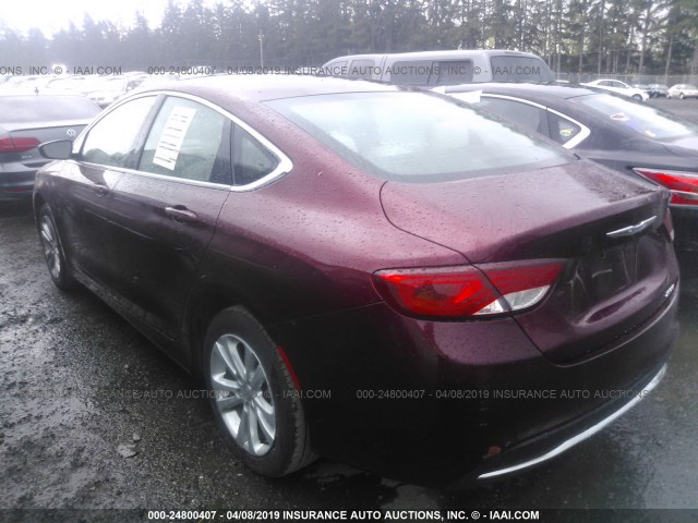 1C3CCCAB2FN657422 - 2015 CHRYSLER 200 LIMITED MAROON photo 3