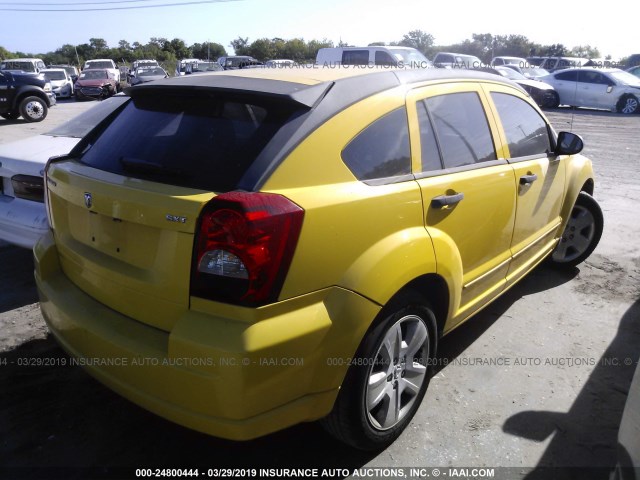 1B3HB48B67D577906 - 2007 DODGE CALIBER SXT YELLOW photo 4