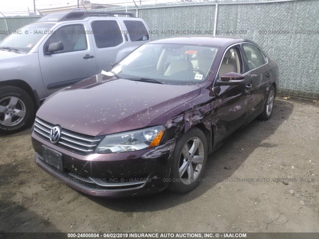 1VWBT7A33EC086344 - 2014 VOLKSWAGEN PASSAT SE MAROON photo 2