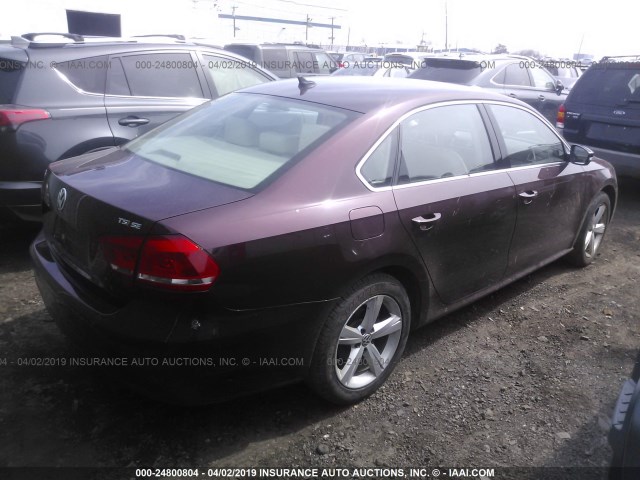 1VWBT7A33EC086344 - 2014 VOLKSWAGEN PASSAT SE MAROON photo 4