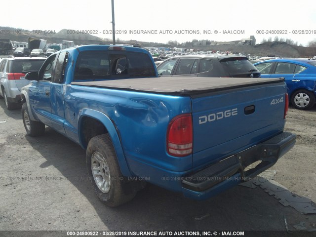 1B7GG22X31S216222 - 2001 DODGE DAKOTA BLUE photo 3