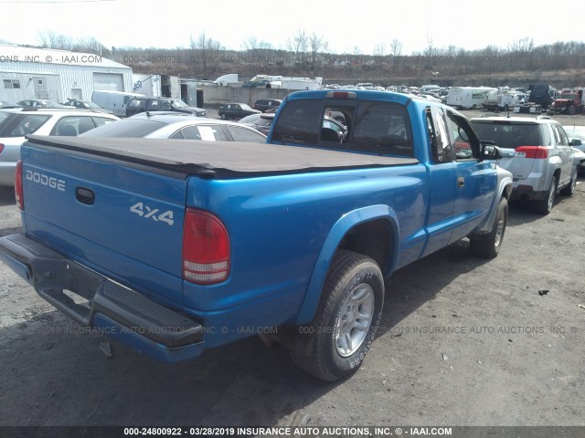 1B7GG22X31S216222 - 2001 DODGE DAKOTA BLUE photo 4