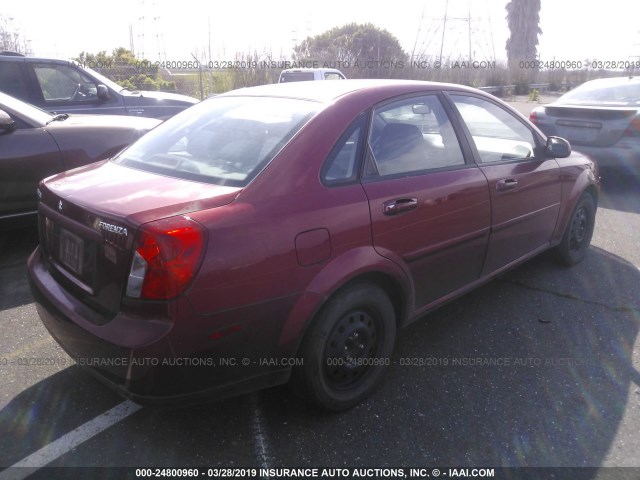 KL5JD56Z67K572058 - 2007 SUZUKI FORENZA CONVENIENCE/POPULAR RED photo 4