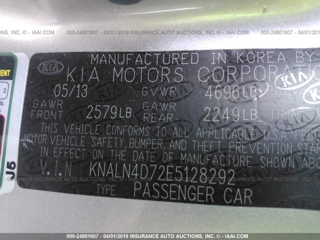 KNALN4D72E5128292 - 2014 KIA CADENZA PREMIUM/LIMITED SILVER photo 9