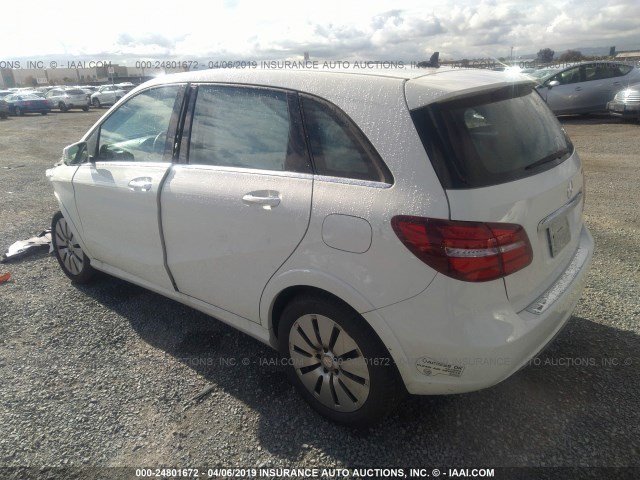 WDDVP9AB0FJ006590 - 2015 MERCEDES-BENZ B ELECTRIC WHITE photo 3