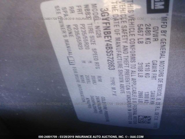 3GYFNBEY4BS572863 - 2011 CADILLAC SRX PERFORMANCE COLLECTION Бежевый фото 9