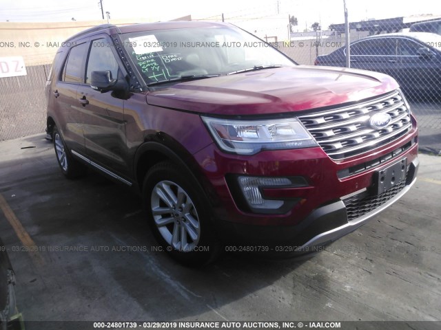 1FM5K7D89HGD12843 - 2017 FORD EXPLORER XLT RED photo 1