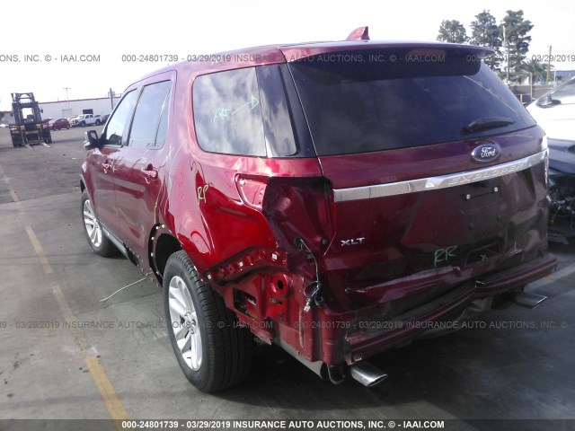 1FM5K7D89HGD12843 - 2017 FORD EXPLORER XLT RED photo 3