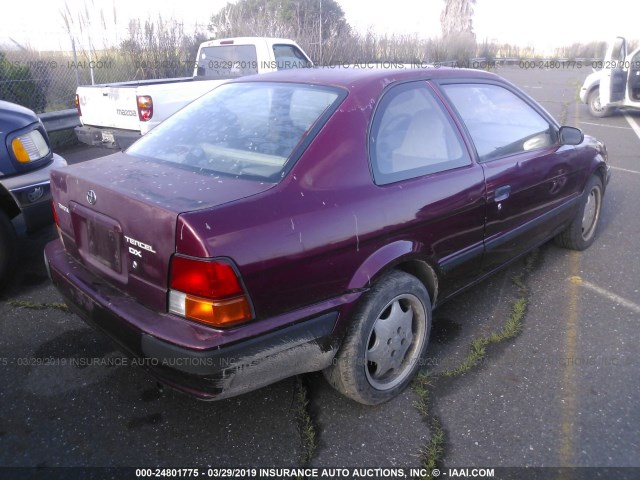 JT2EL56D2S0039964 - 1995 TOYOTA TERCEL DX MAROON photo 4