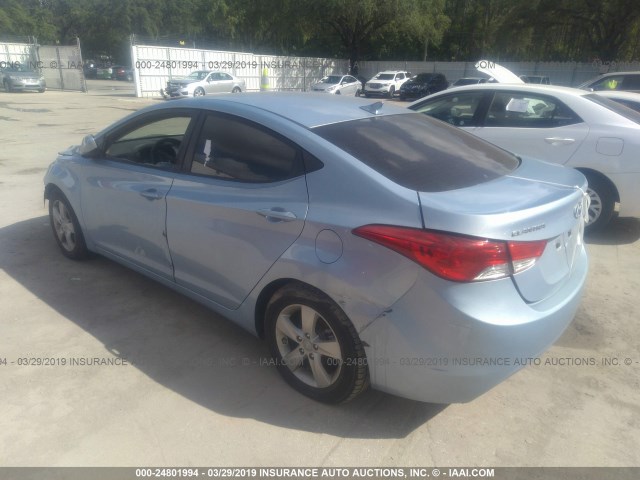 KMHDH4AEXDU502665 - 2013 HYUNDAI ELANTRA GLS/LIMITED Light Blue photo 3