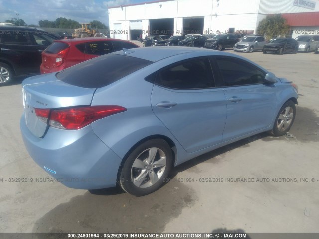 KMHDH4AEXDU502665 - 2013 HYUNDAI ELANTRA GLS/LIMITED Light Blue photo 4