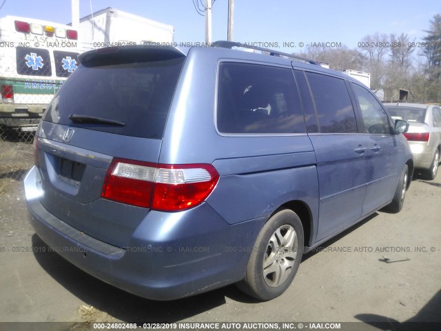 5FNRL388X5B041349 - 2005 HONDA ODYSSEY TOURING BLUE photo 4