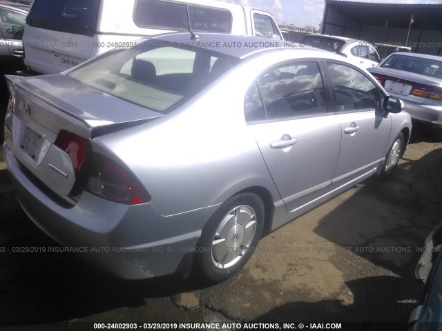 JHMFA36218S002775 - 2008 HONDA CIVIC HYBRID SILVER photo 4