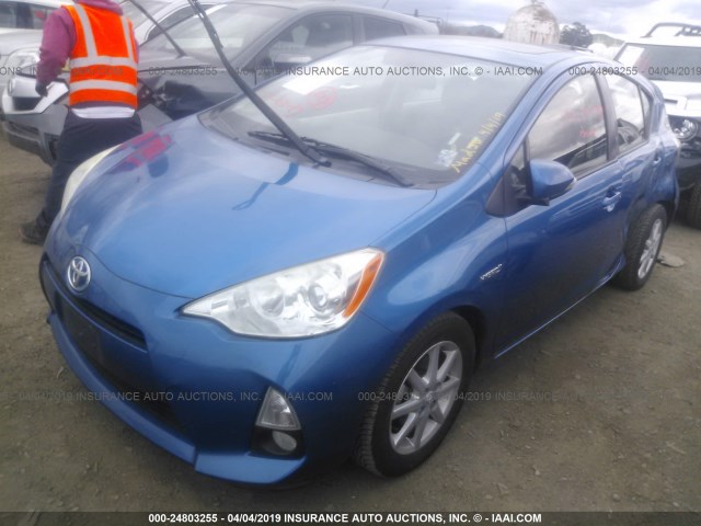 JTDKDTB3XD1037322 - 2013 TOYOTA PRIUS C BLUE photo 2