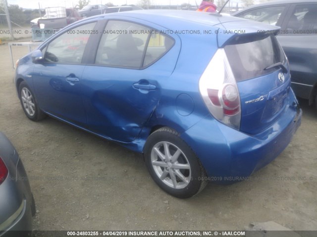 JTDKDTB3XD1037322 - 2013 TOYOTA PRIUS C BLUE photo 3