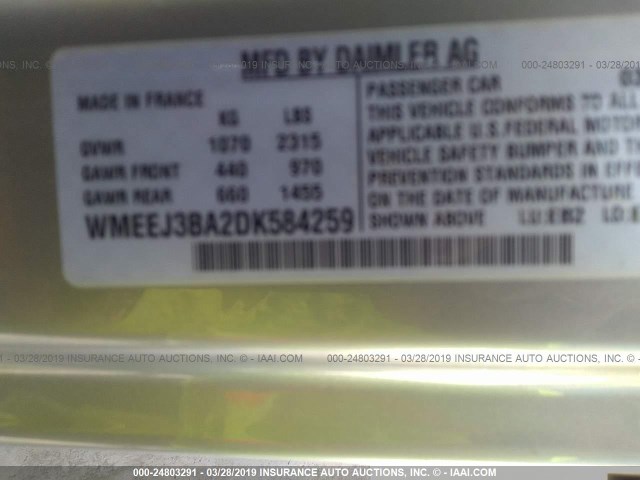 WMEEJ3BA2DK584259 - 2013 SMART FORTWO PURE/PASSION BLUE photo 9