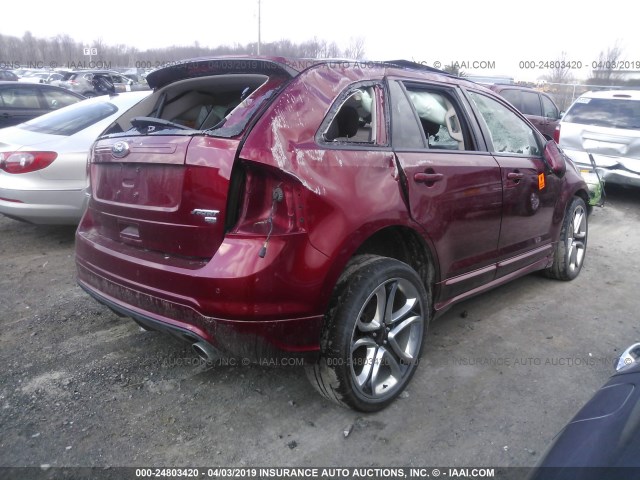 2FMDK4AK5EBB59505 - 2014 FORD EDGE SPORT RED photo 4