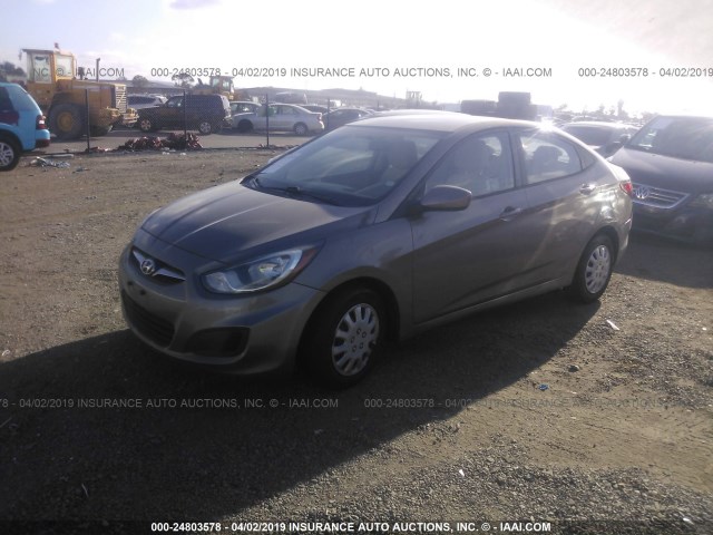 KMHCT4AE7EU708117 - 2014 HYUNDAI ACCENT GLS/GS GRAY photo 2