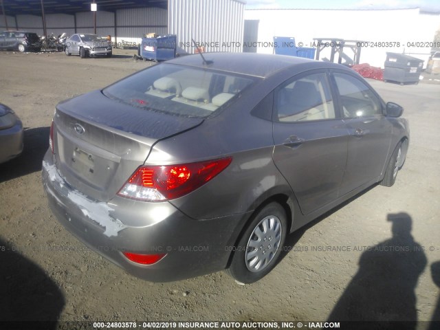 KMHCT4AE7EU708117 - 2014 HYUNDAI ACCENT GLS/GS GRAY photo 4