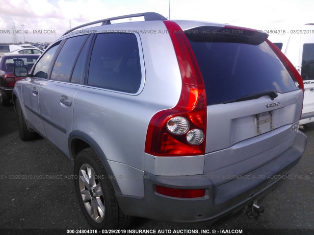 YV1CZ91H041057403 - 2004 VOLVO XC90 T6 SILVER photo 3